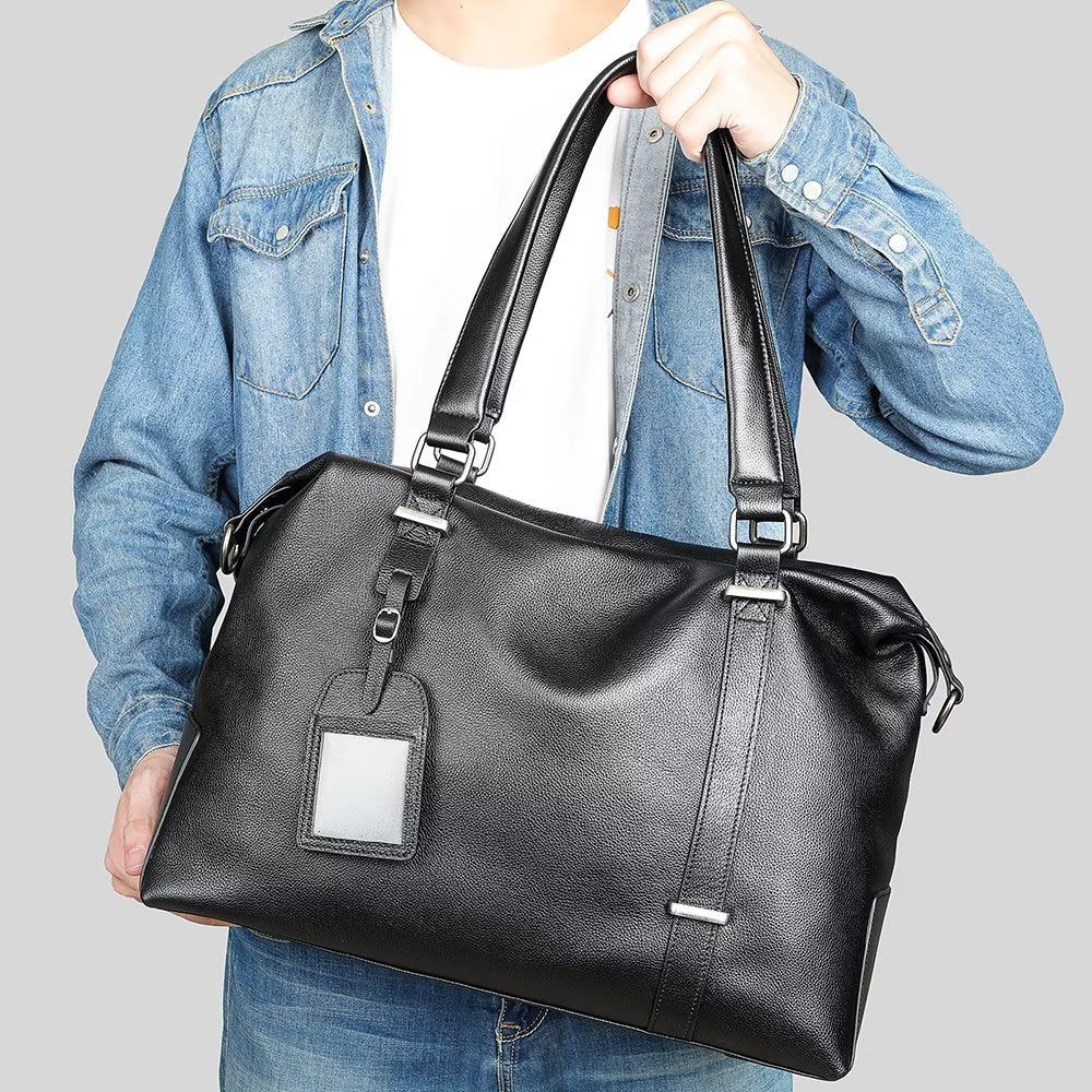 Sacs À Bandoulière Pour Hommes Sac Main Cuir Élégant - Noir