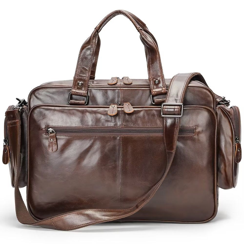 Sacs À Bandoulière Pour Hommes Sac Main Cuir Luxe Ordinateur Portable - Café