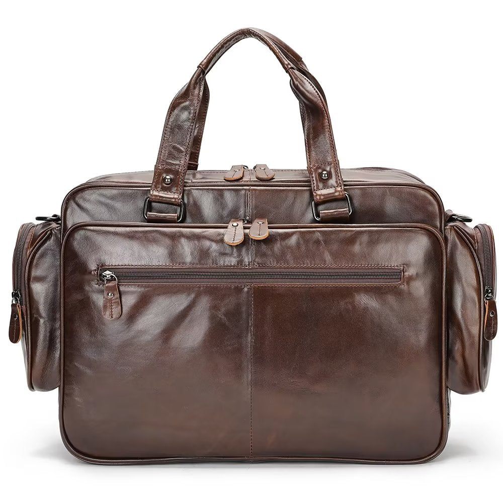 Sacs À Bandoulière Pour Hommes Sac Main Cuir Luxe Ordinateur Portable - Café