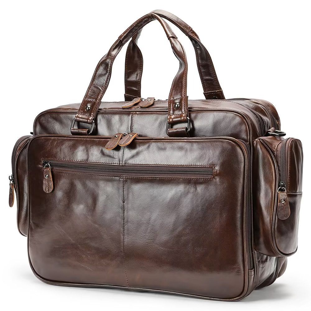 Sacs À Bandoulière Pour Hommes Sac Main Cuir Luxe Ordinateur Portable - Café