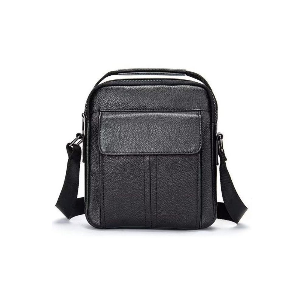 Sacs À Bandoulière Pour Hommes Sac Matelassé Rabat Cuir Luxe - Noir