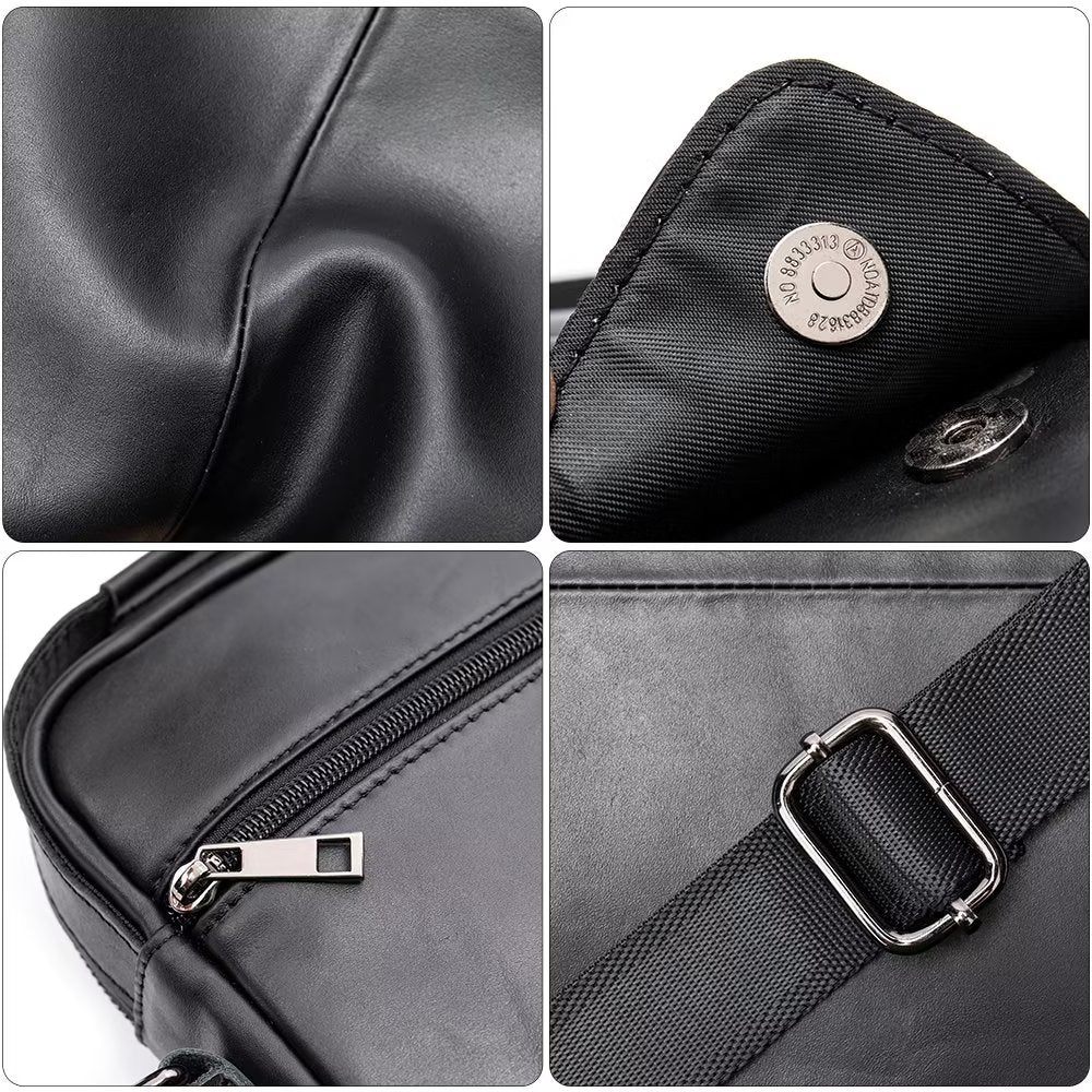 Sacs À Bandoulière Pour Hommes Sac Matelassé Rabat Cuir Luxe - Noir