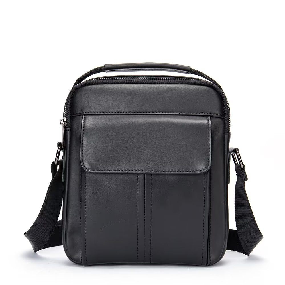 Sacs À Bandoulière Pour Hommes Sac Matelassé Rabat Cuir Luxe - Noir