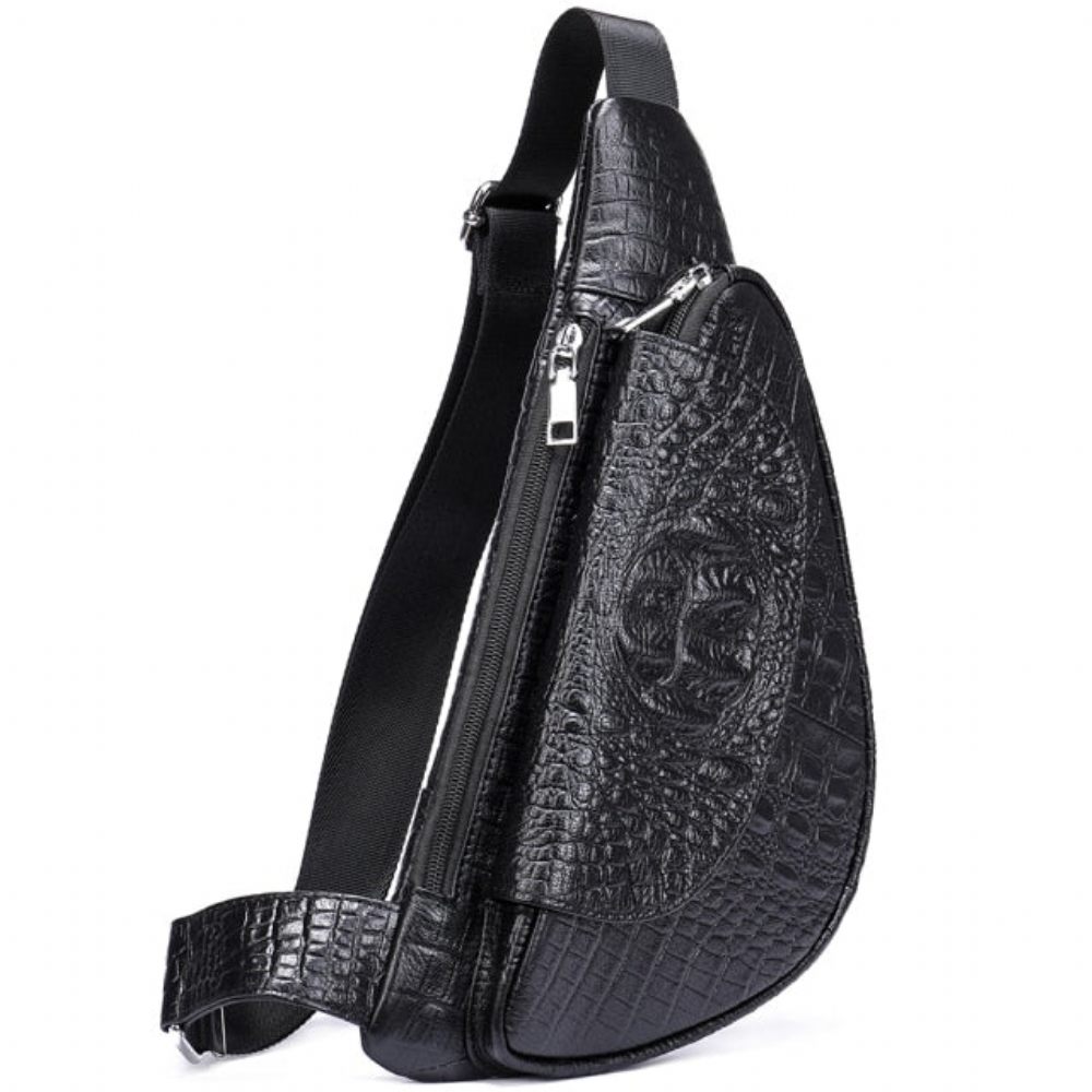 Sacs À Bandoulière Pour Hommes Sac Messager Créateur Cuir Selle Exotique - Noir