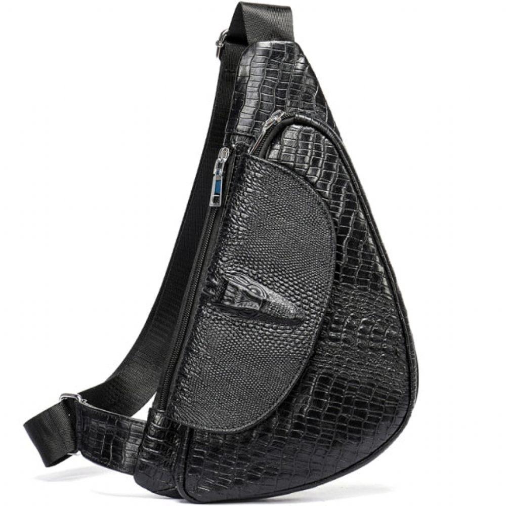 Sacs À Bandoulière Pour Hommes Sac Messager Créateur Cuir Selle Exotique - Noir