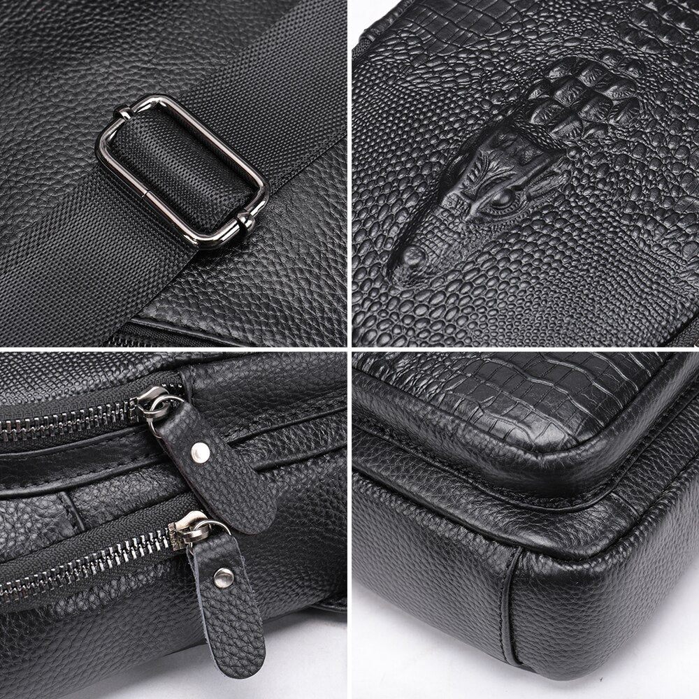 Sacs À Bandoulière Pour Hommes Sac Messager Cuir Crocprint Luxe - Noir