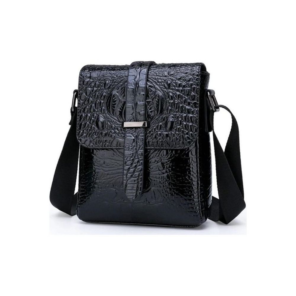 Sacs À Bandoulière Pour Hommes Sac Messager Luxe Rabat Alligator - Noir