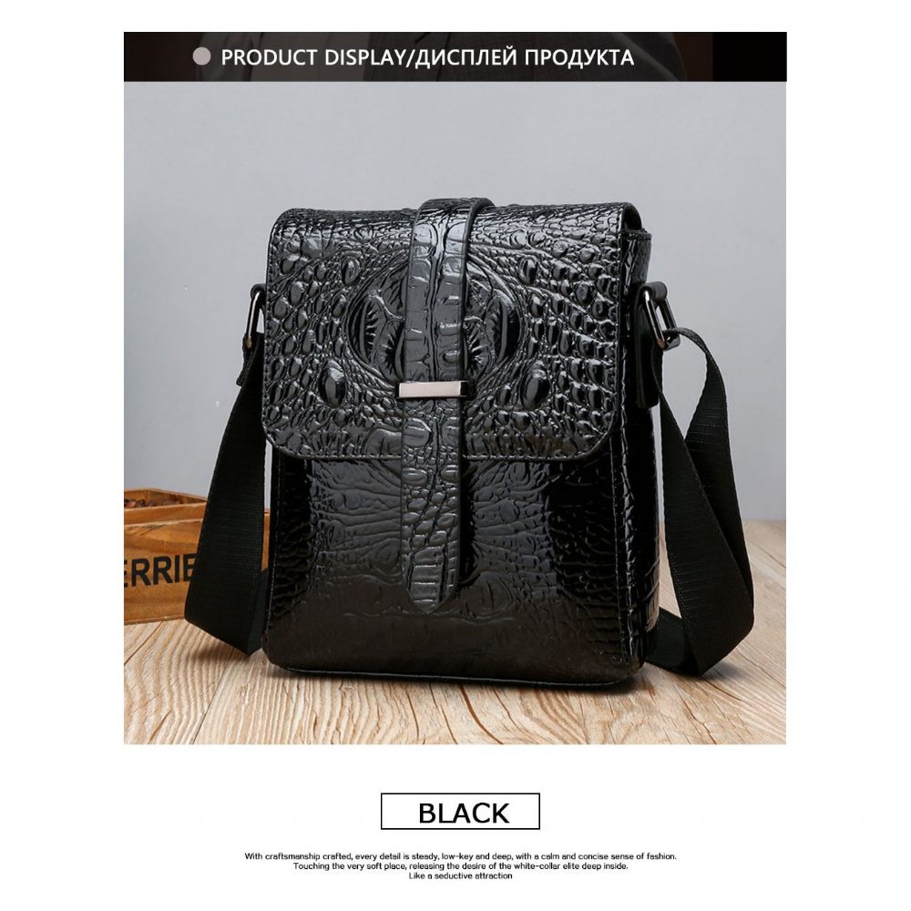 Sacs À Bandoulière Pour Hommes Sac Messager Luxe Rabat Alligator - Noir