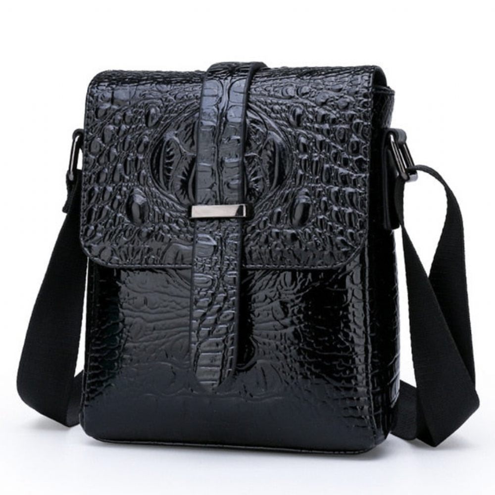 Sacs À Bandoulière Pour Hommes Sac Messager Luxe Rabat Alligator - Noir