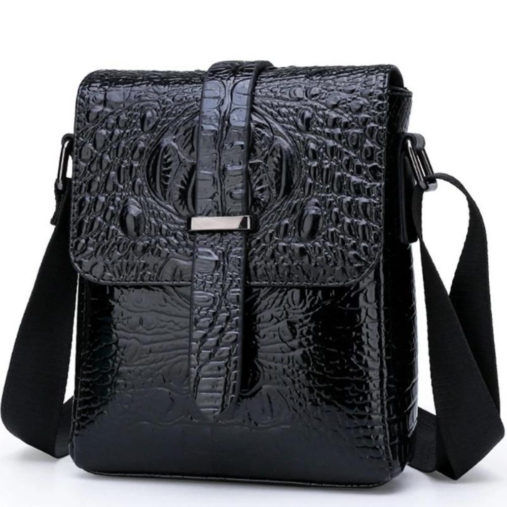 Sacs À Bandoulière Pour Hommes Sac Messager Luxe Rabat Alligator - Noir