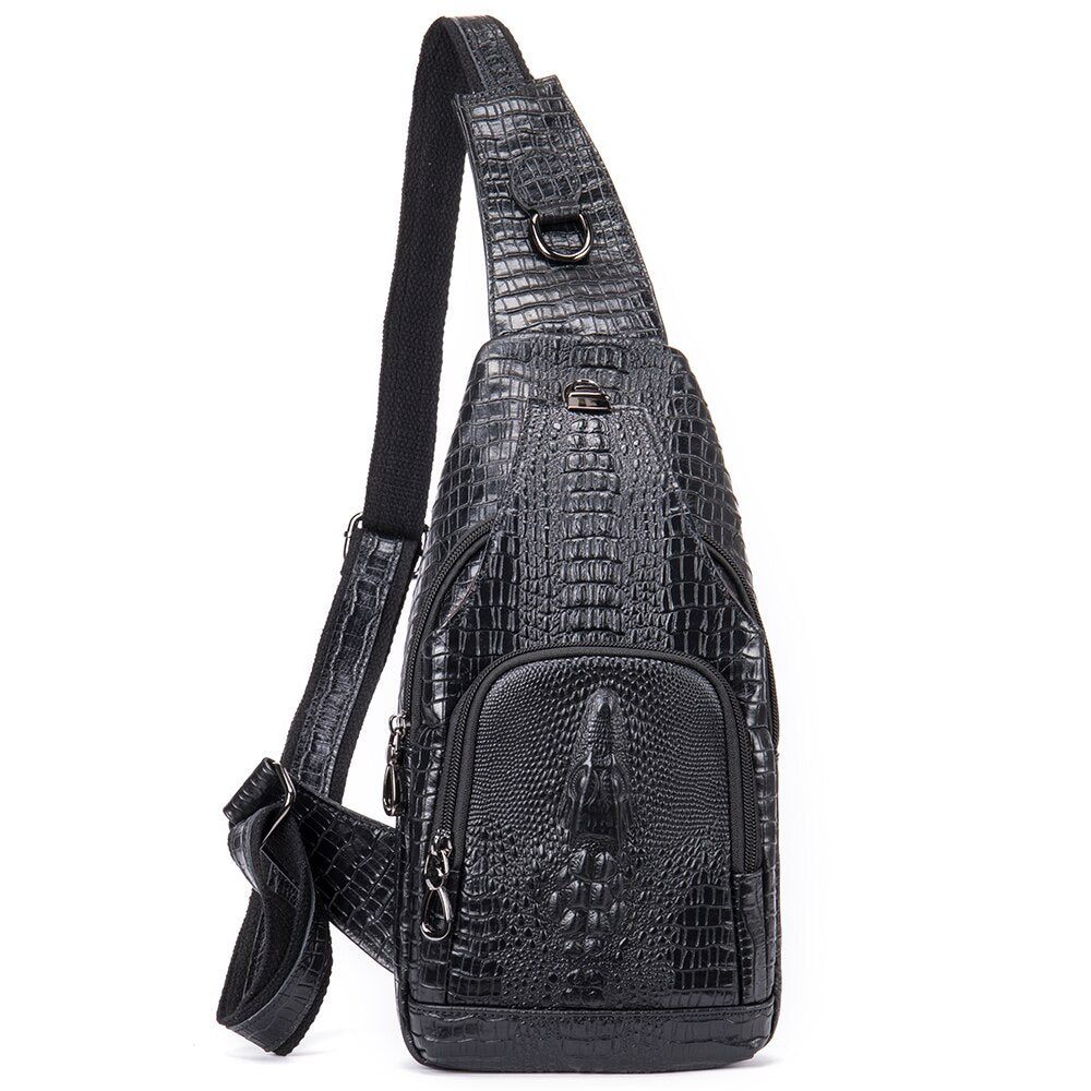 Sacs À Bandoulière Pour Hommes Sac Messager Relief Croco - Noir