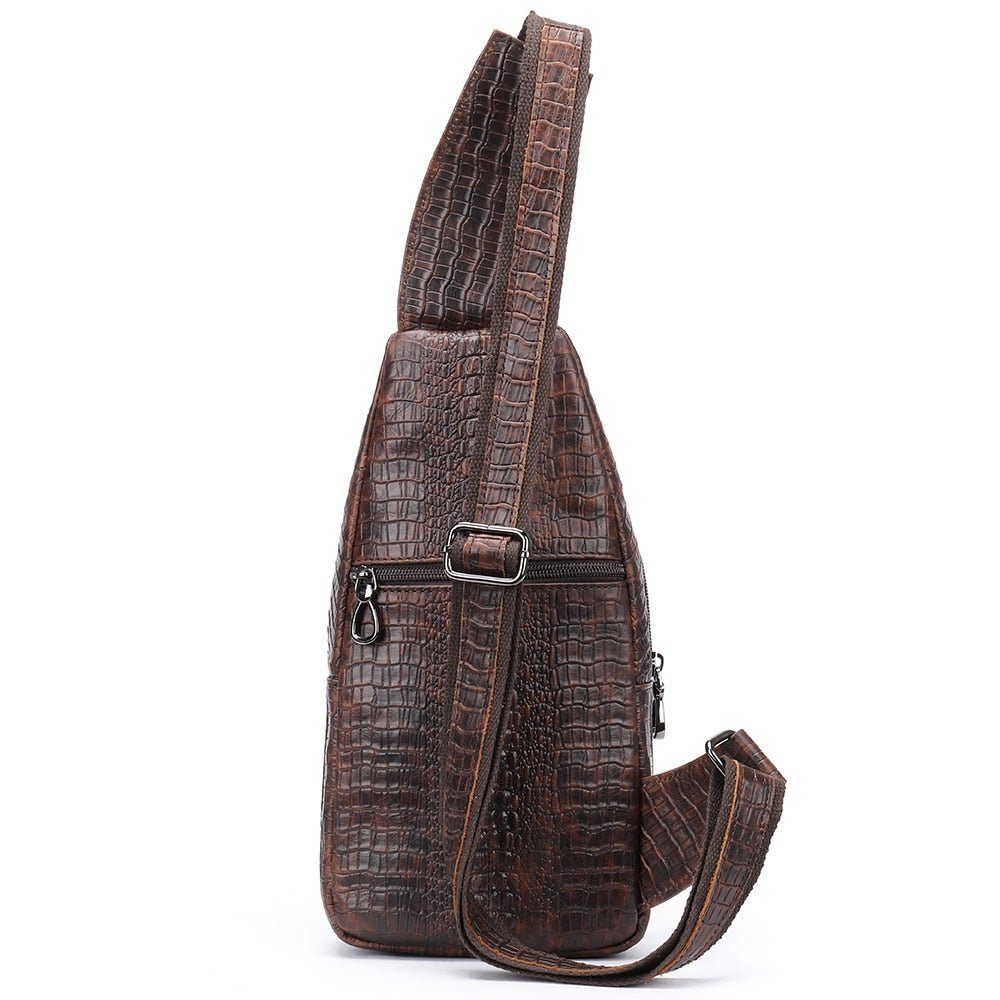 Sacs À Bandoulière Pour Hommes Sac Messager Relief Croco - Café