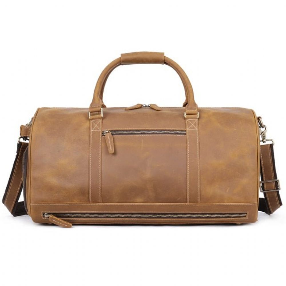 Sacs À Bandoulière Pour Hommes Sac Messager Voyage Cuir Rétro Luxe Avec Fermeture Éclair - Marron