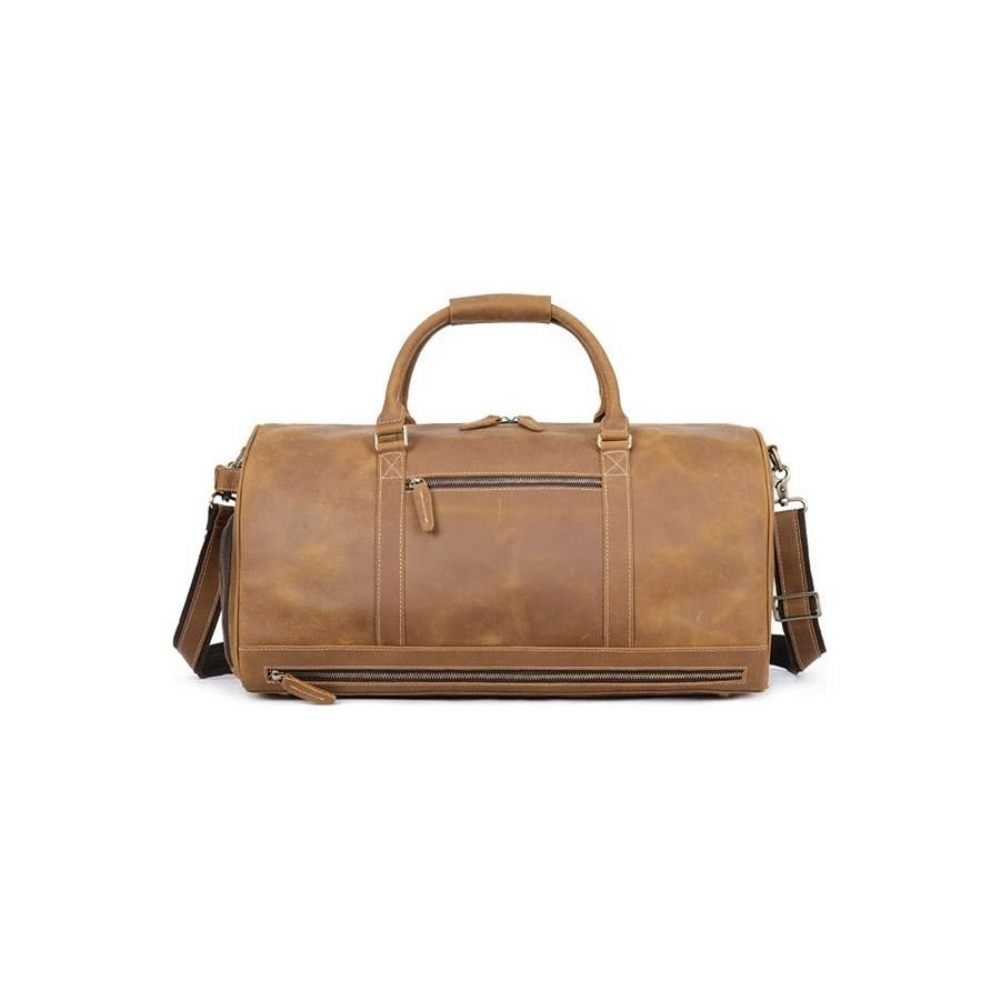 Sacs À Bandoulière Pour Hommes Sac Messager Voyage Cuir Rétro Luxe Avec Fermeture Éclair - Marron