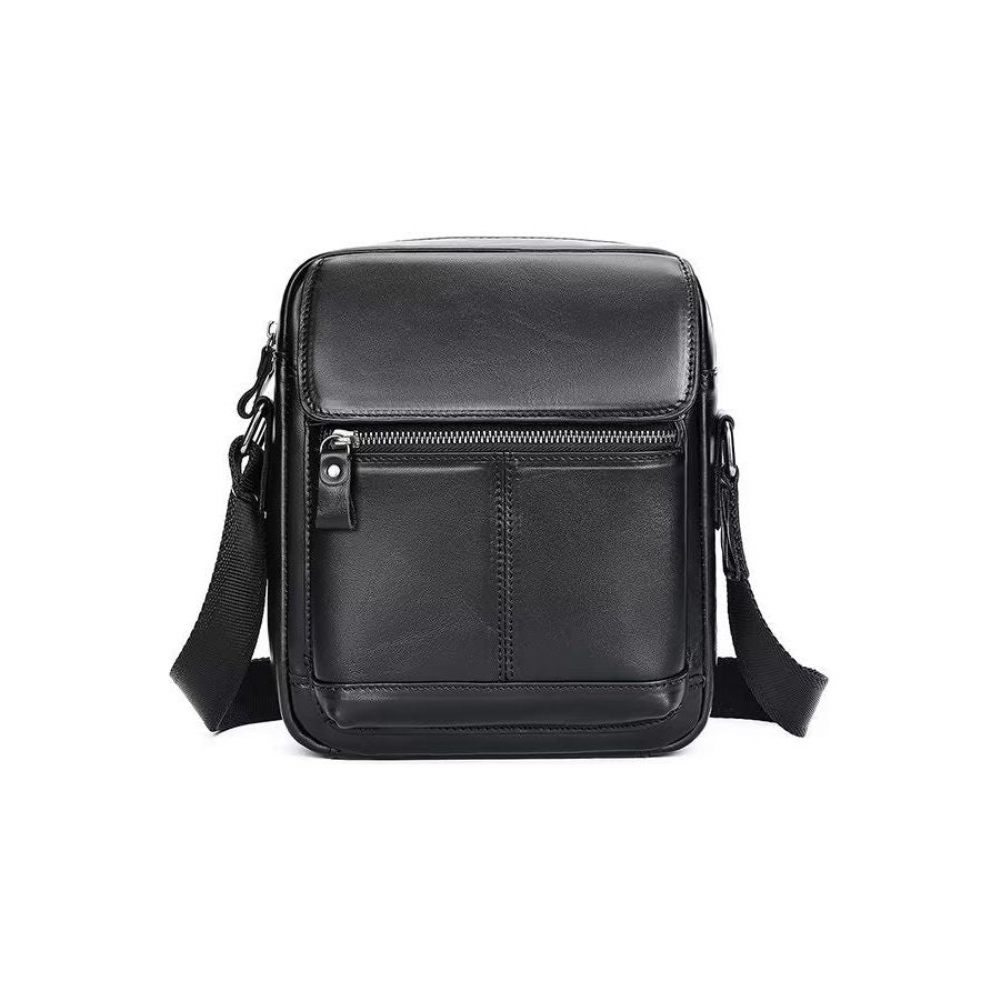 Sacs À Bandoulière Pour Hommes Sac Rabat Cuir Luxe - Noir