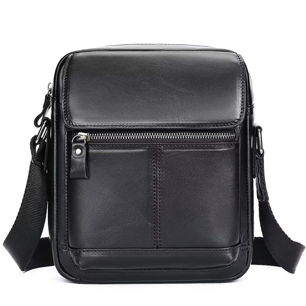 Sacs À Bandoulière Pour Hommes Sac Rabat Cuir Luxe - Noir