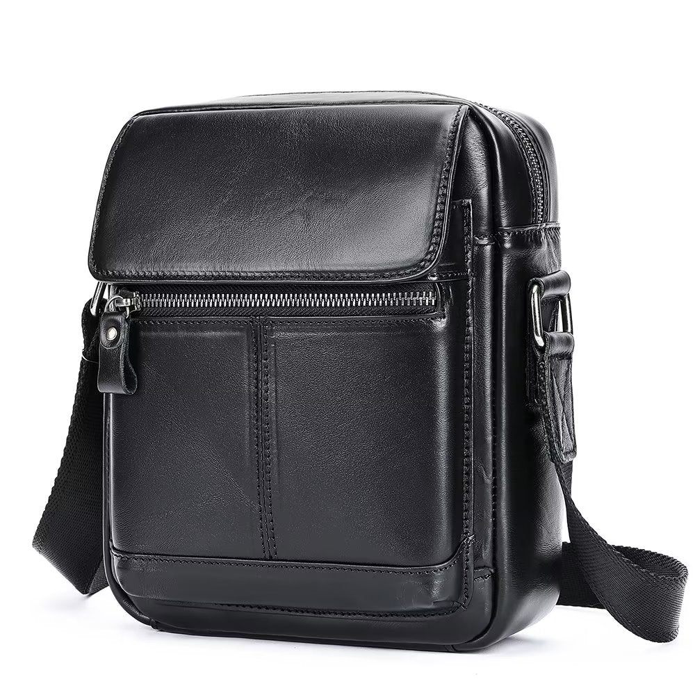 Sacs À Bandoulière Pour Hommes Sac Rabat Cuir Luxe - Noir