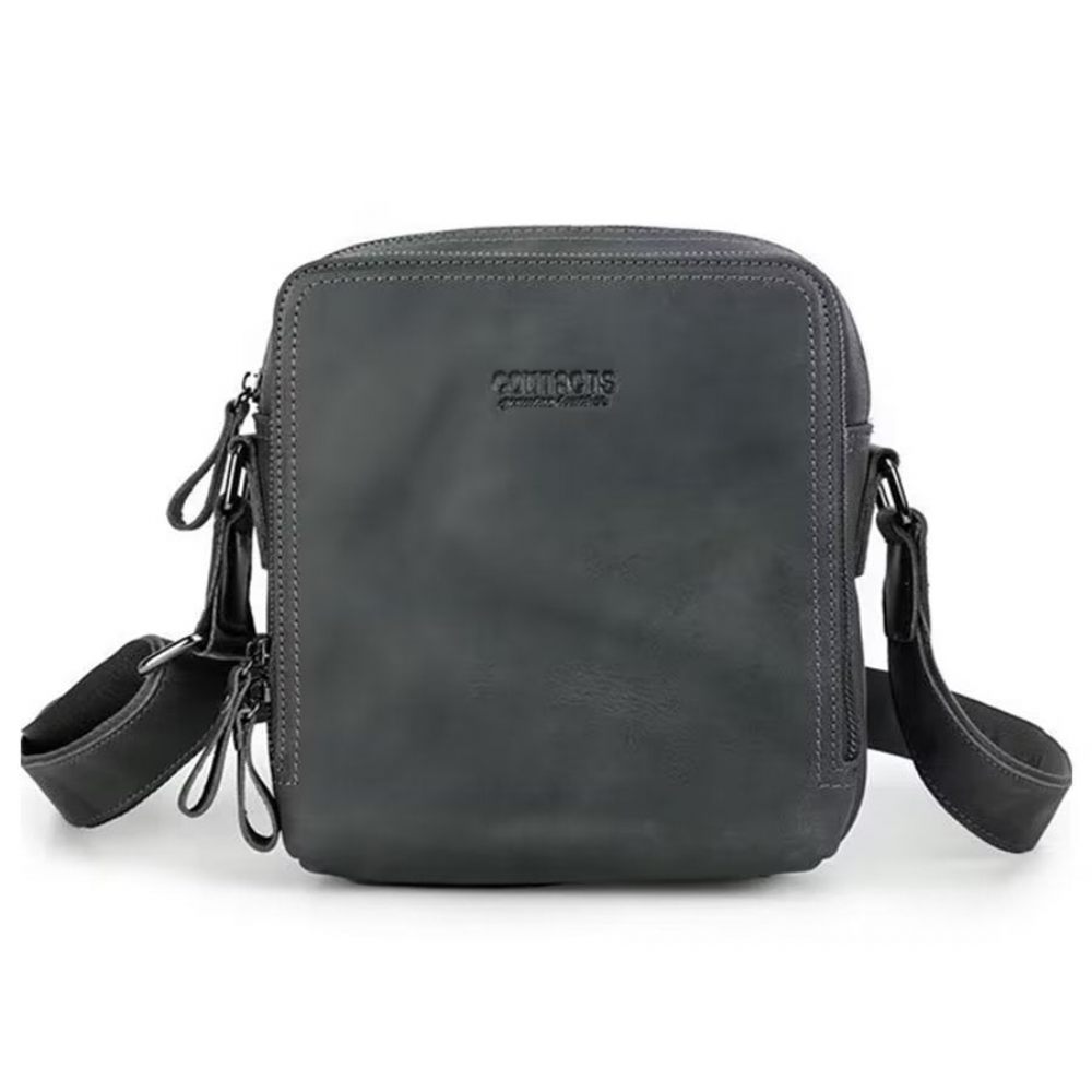 Sacs À Bandoulière Pour Hommes Sac Robuste Cuir Crazy Horse Élégant - Gris