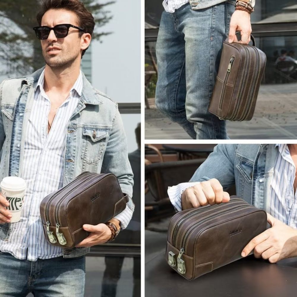 Sacs À Bandoulière Pour Hommes Sac Taille Athlétique Moderne Multifonctionnel - Café