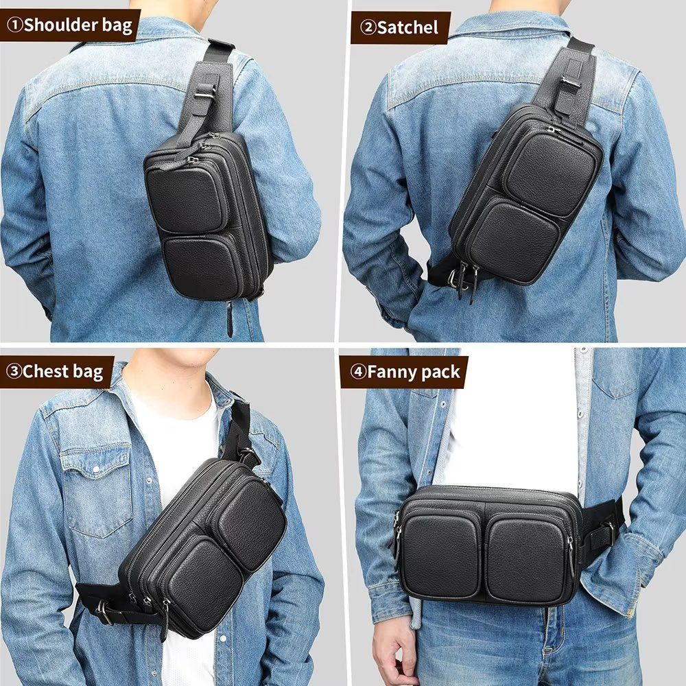 Sacs À Bandoulière Pour Hommes Sac Taille Polyvalent Multifonctionnel - Noir