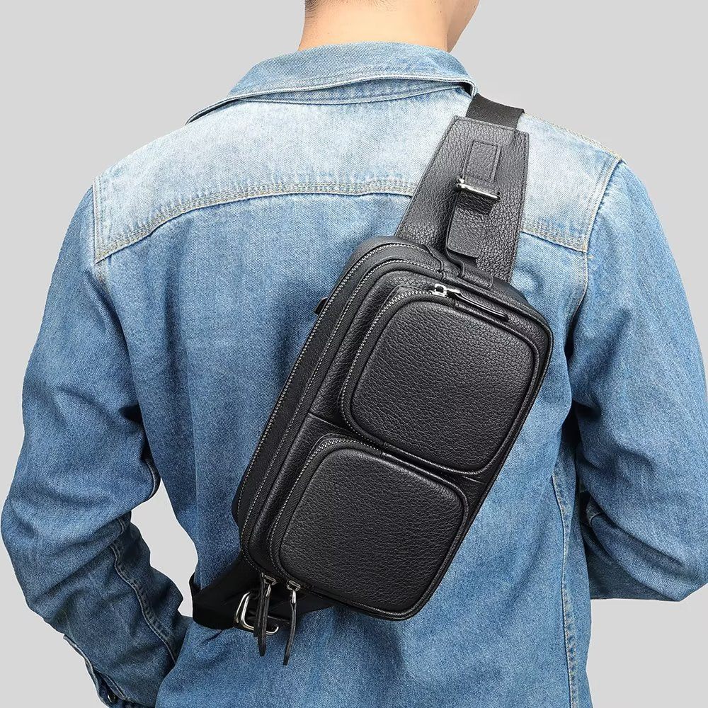 Sacs À Bandoulière Pour Hommes Sac Taille Polyvalent Multifonctionnel - Noir