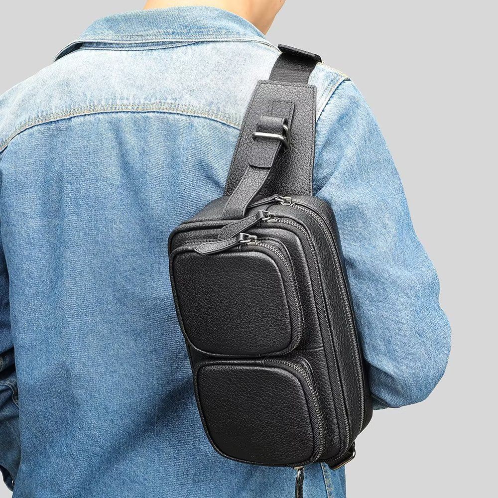 Sacs À Bandoulière Pour Hommes Sac Taille Polyvalent Multifonctionnel - Noir