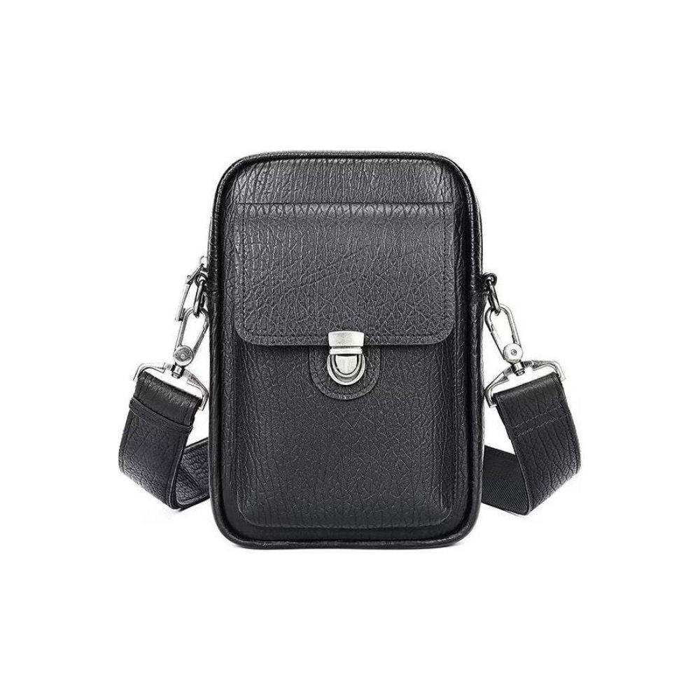 Sacs À Bandoulière Pour Hommes Sac Vintage Rabat Cuir Véritable Luxe - Noir