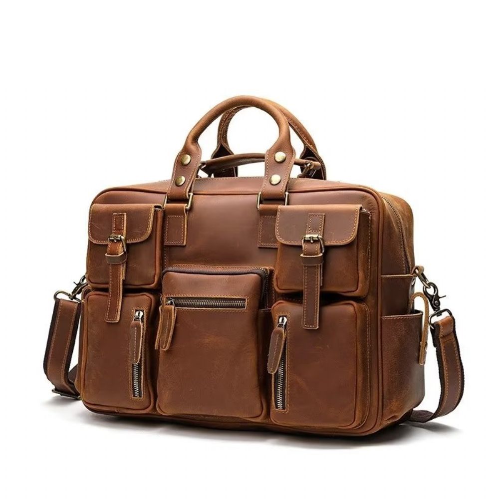 Sacs À Bandoulière Pour Hommes Sac Voyage Luxe Cuir Vache - Marron