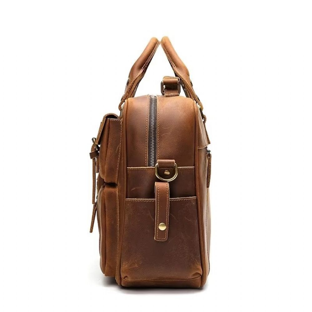 Sacs À Bandoulière Pour Hommes Sac Voyage Luxe Cuir Vache - Marron