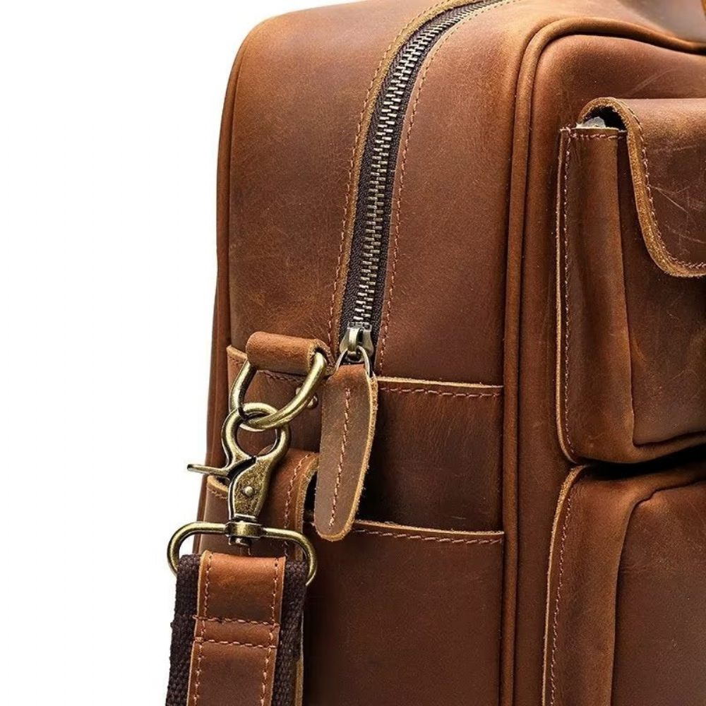 Sacs À Bandoulière Pour Hommes Sac Voyage Luxe Cuir Vache - Marron