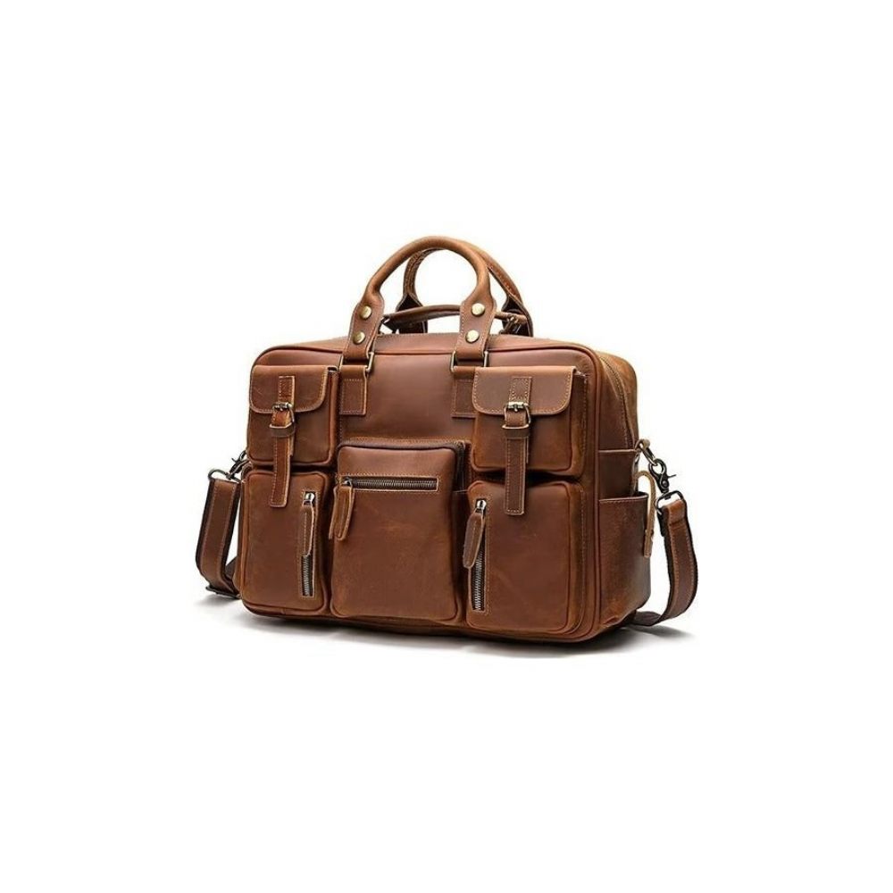 Sacs À Bandoulière Pour Hommes Sac Voyage Luxe Cuir Vache - Marron