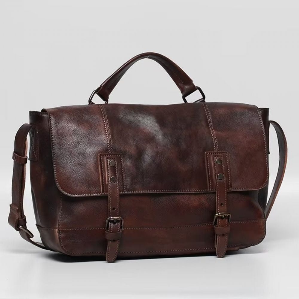 Sacs À Bandoulière Pour Hommes Sac Voyage Luxe Cuir Vache - Marron