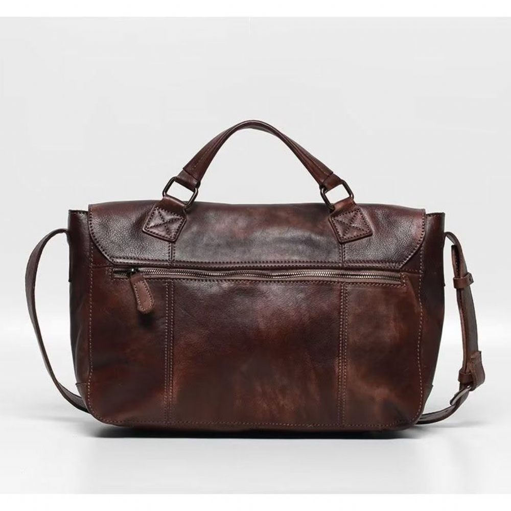 Sacs À Bandoulière Pour Hommes Sac Voyage Luxe Cuir Vache - Marron