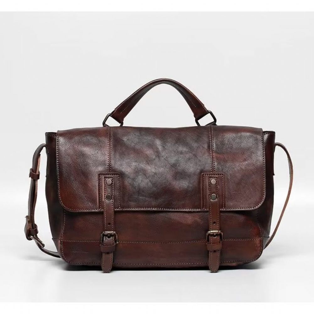 Sacs À Bandoulière Pour Hommes Sac Voyage Luxe Cuir Vache - Marron