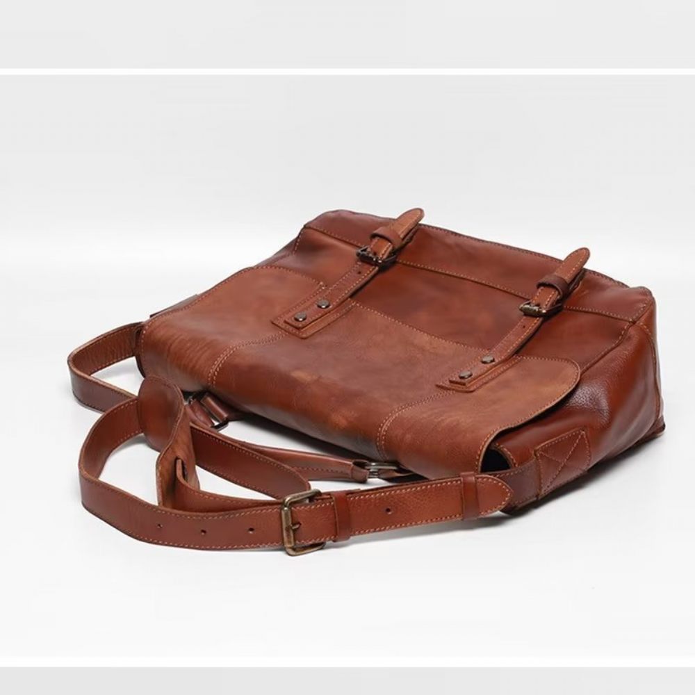 Sacs À Bandoulière Pour Hommes Sac Voyage Luxe Cuir Vache - Marron