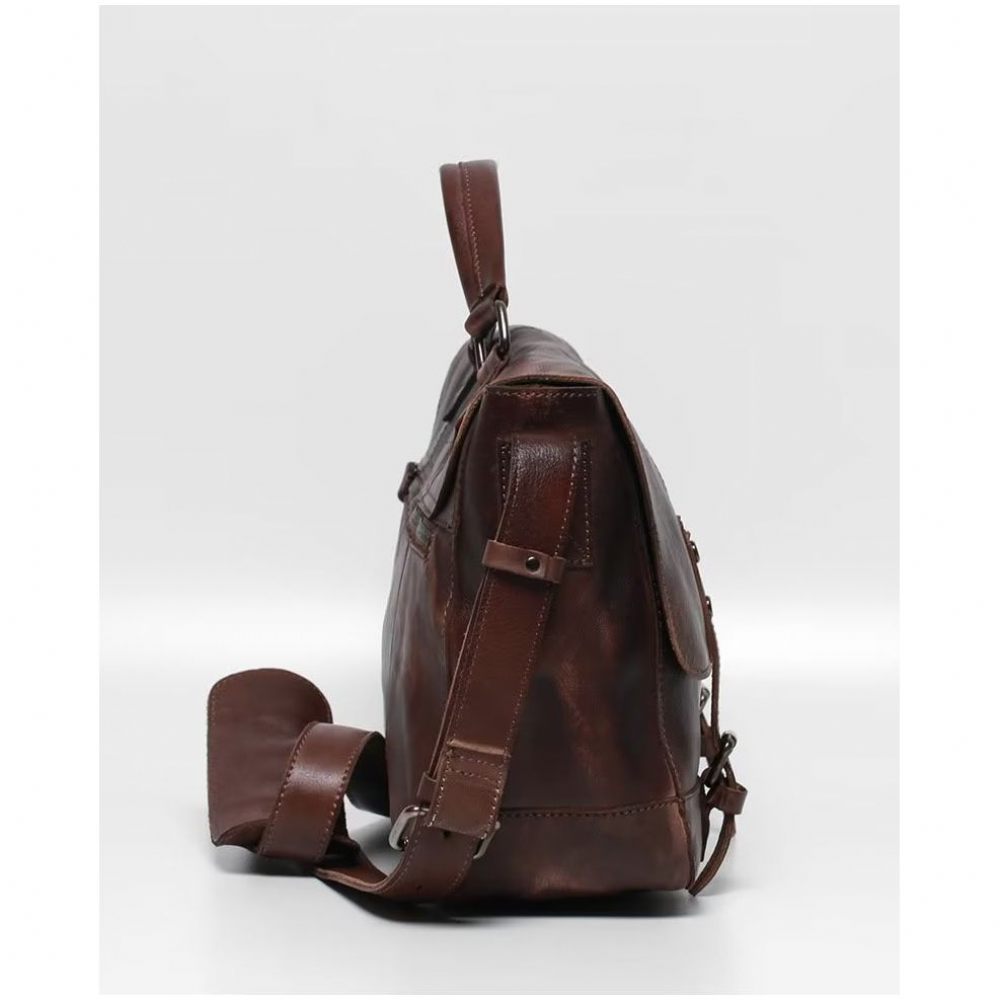 Sacs À Bandoulière Pour Hommes Sac Voyage Luxe Cuir Vache - Marron