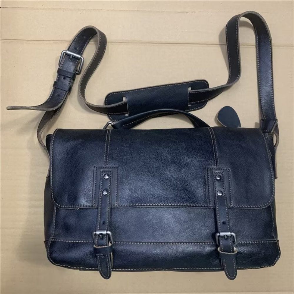 Sacs À Bandoulière Pour Hommes Sac Voyage Luxe Cuir Vache - Noir