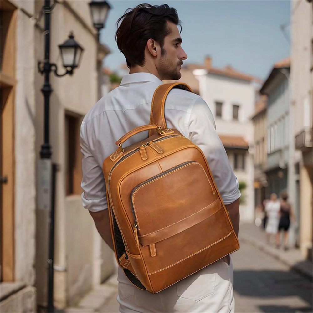 Sacs À Dos Pour Hommes Fourre-tout Cuir D'alligator Vanguard Chic - Brun