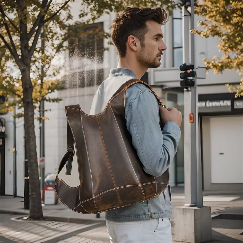 Sacs À Dos Pour Hommes Fourre-tout Cuir Pinnacle Prestige - Café