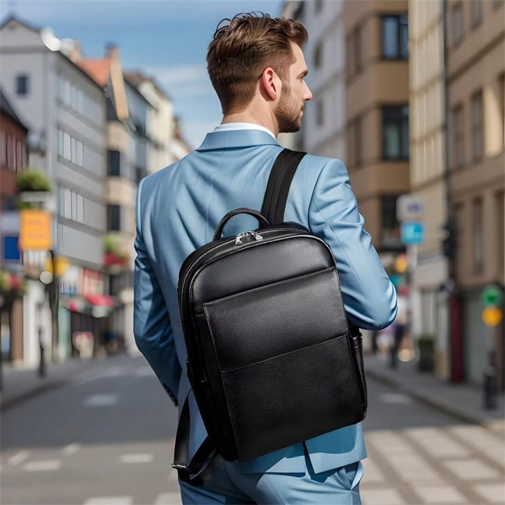 Sacs À Dos Pour Hommes Fourre-tout Cuir Style Souverain - Noir