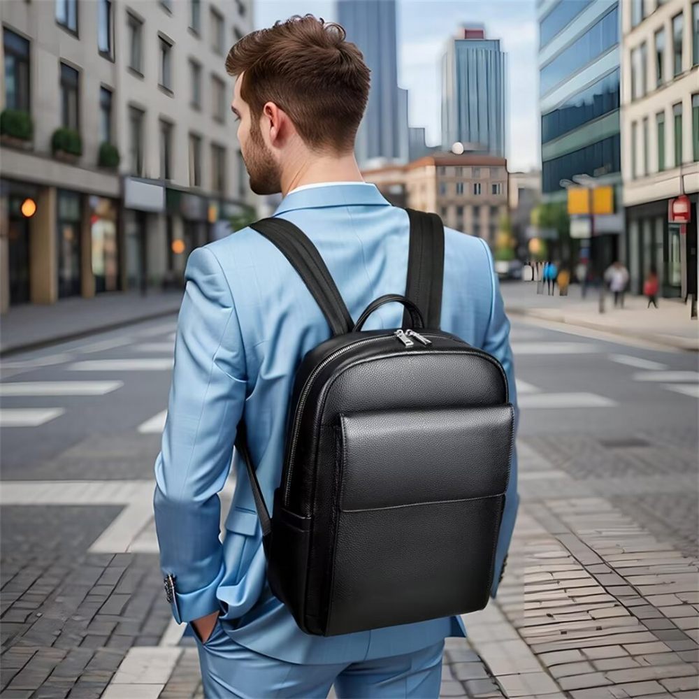 Sacs À Dos Pour Hommes Fourre-tout Cuir Style Souverain - Noir