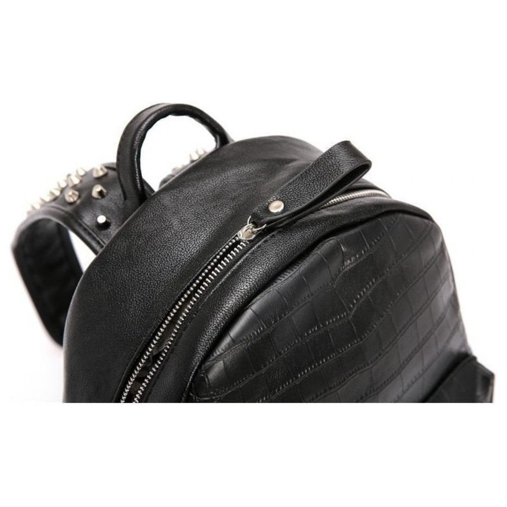 Sacs À Dos Pour Hommes Rivets Glissière Sac Poignée Chic - Noir