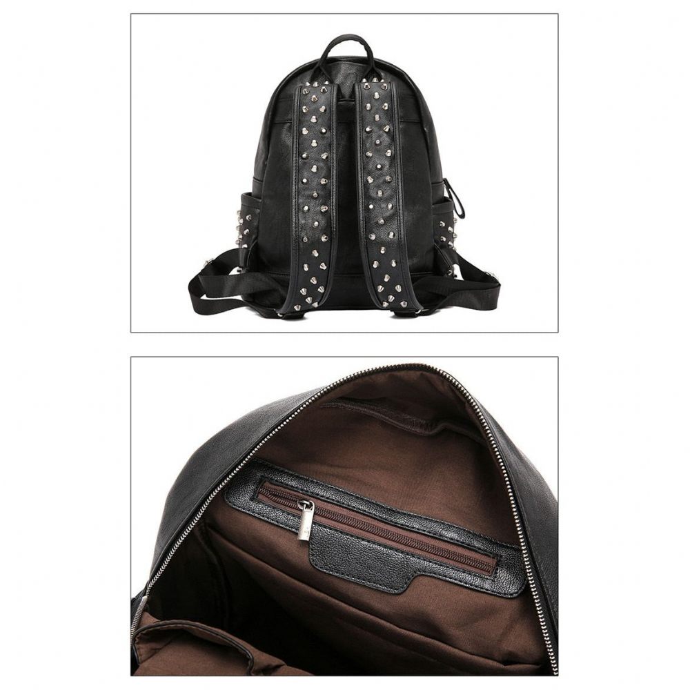 Sacs À Dos Pour Hommes Rivets Glissière Sac Poignée Chic - Noir