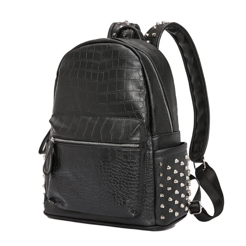 Sacs À Dos Pour Hommes Rivets Glissière Sac Poignée Chic - Noir