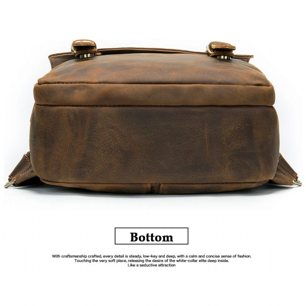 Sacs À Dos Pour Hommes Sac Cuir Coussin D'air Luxe Vintage - Café