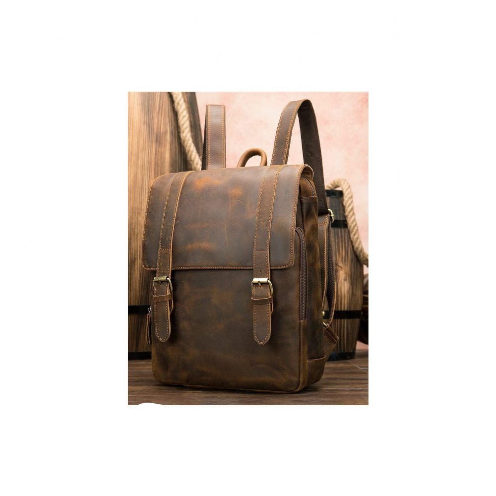 Sacs À Dos Pour Hommes Sac Cuir Coussin D'air Luxe Vintage - Café