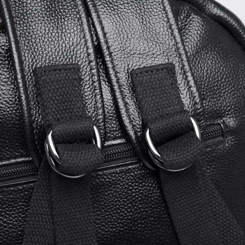 Sacs À Dos Pour Hommes Sac Luxe Cuir Plissé Croctex Avec Fermeture Éclair - Noir