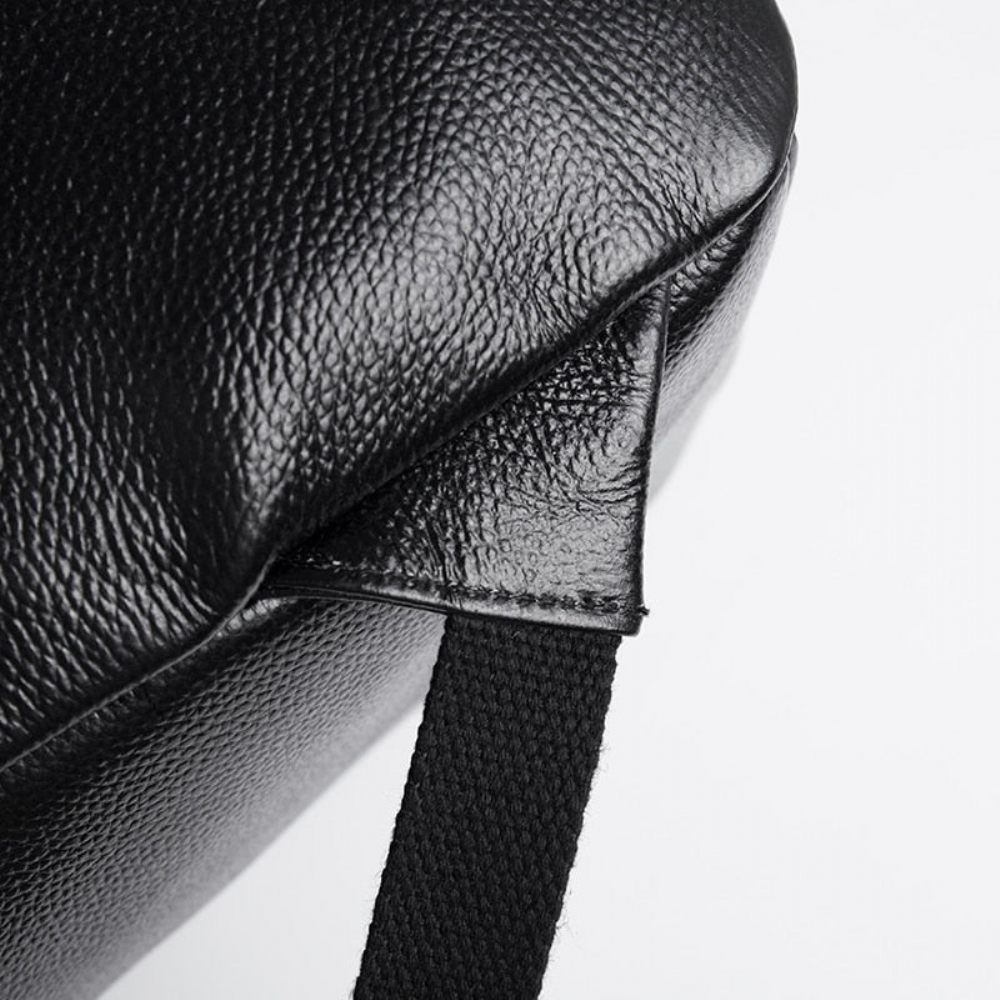 Sacs À Dos Pour Hommes Sac Luxe Cuir Plissé Croctex Avec Fermeture Éclair - Noir