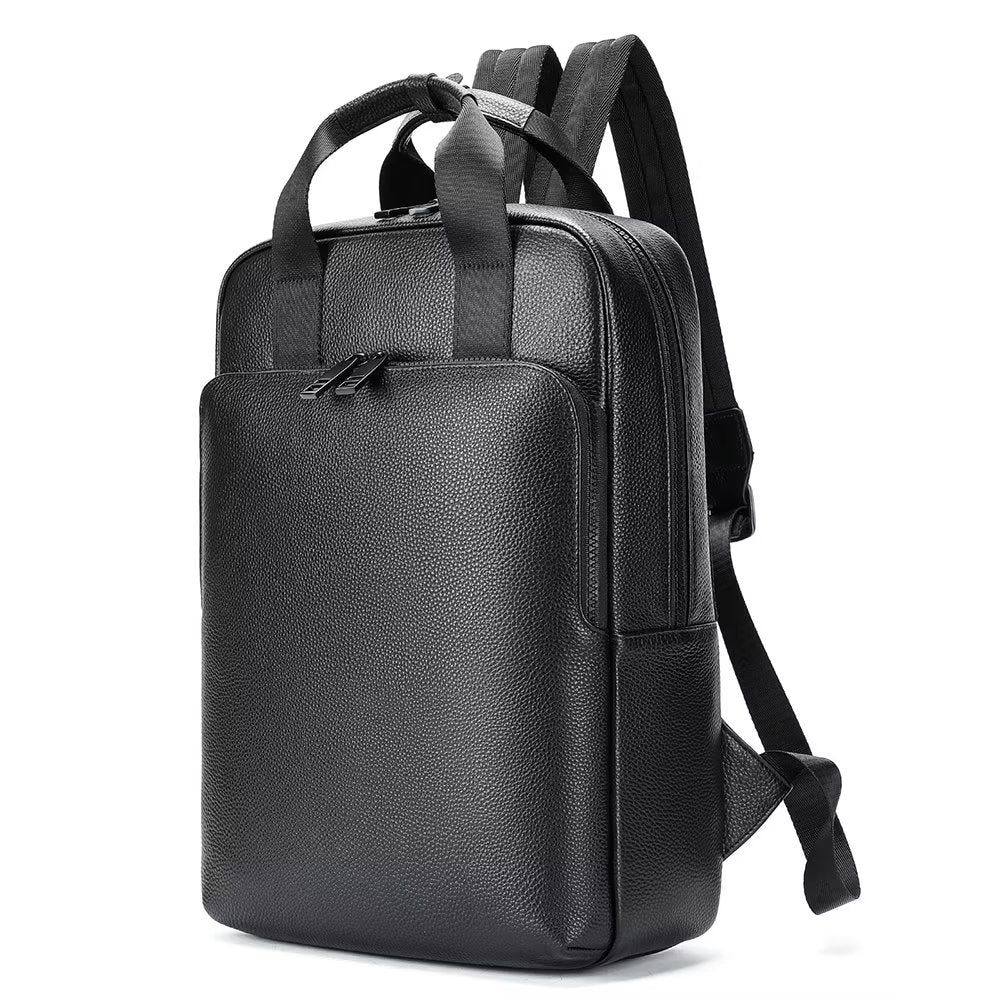 Sacs À Dos Pour Hommes Sac Ordinateur Portable Voyage D'affaires Cuir Vache - Noir