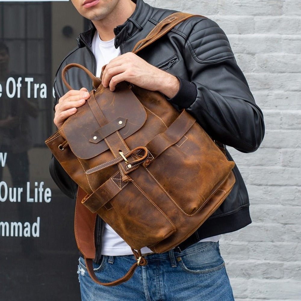 Sacs À Dos Pour Hommes Sac Souple Vintage - Café